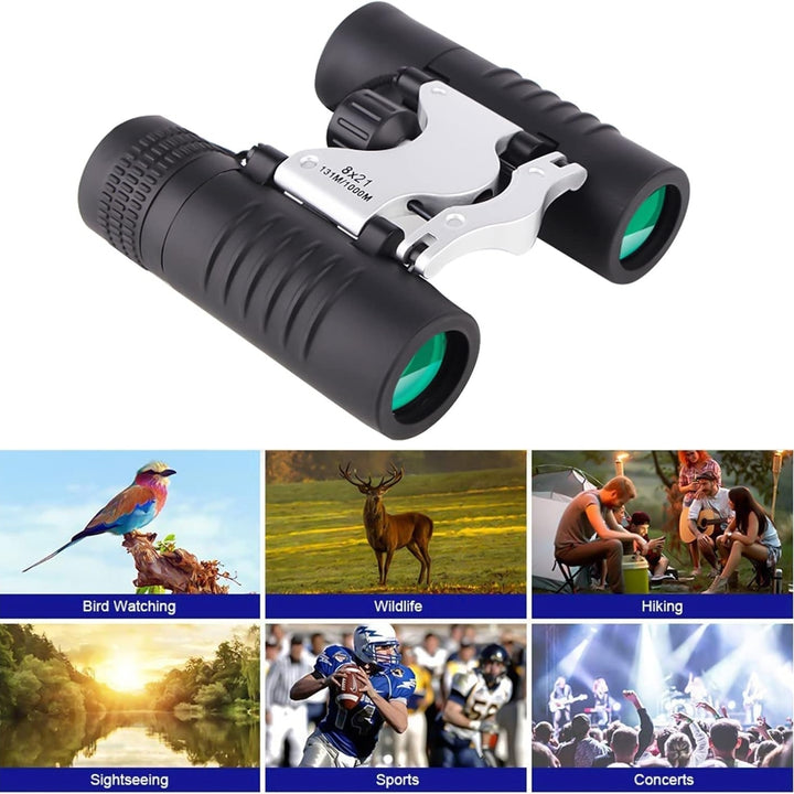 8 x 21 Binoculars for Adults and Kids with High Powered Water-Proof Compact Binoculars HD Large Field of View for Bird Image 4