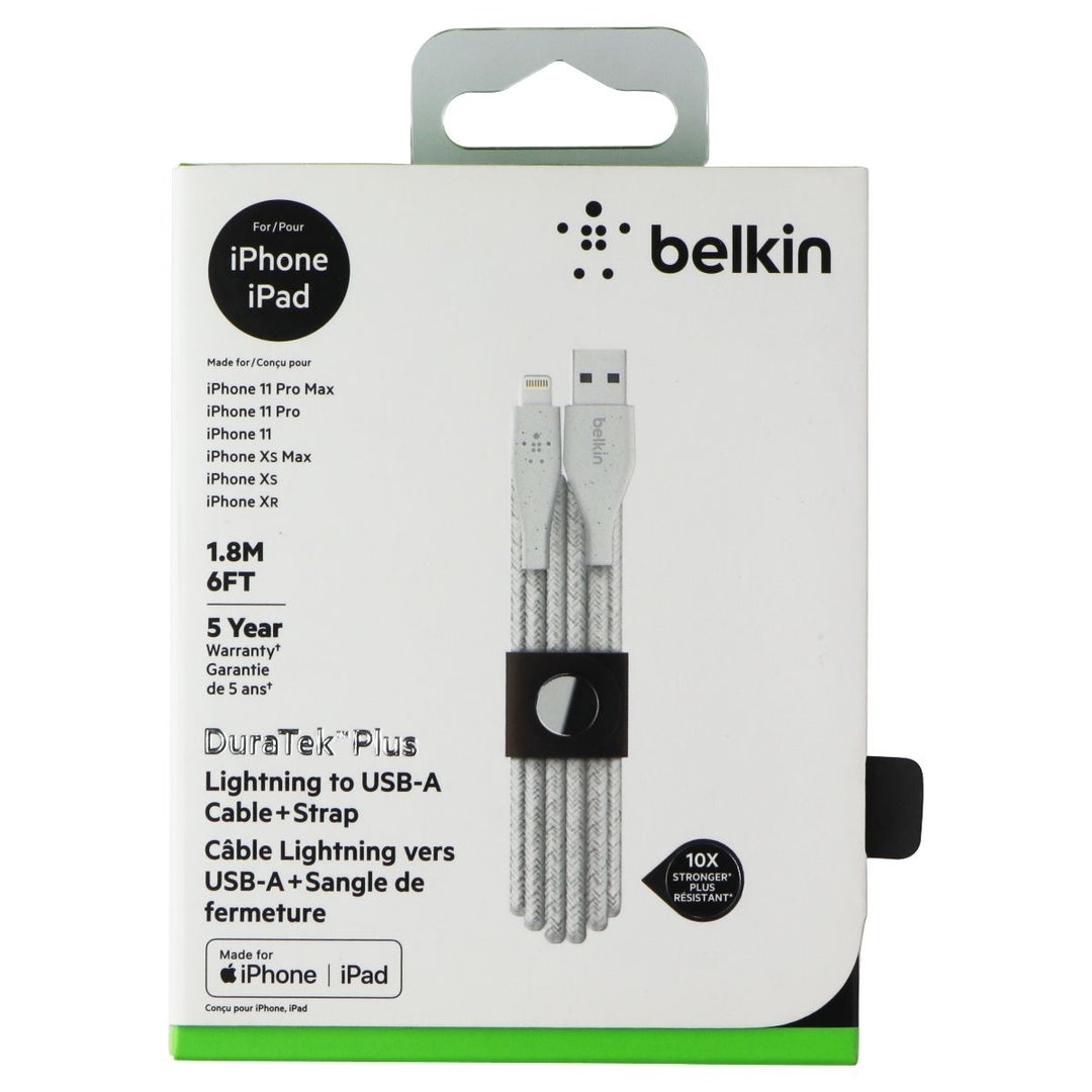 Belkin DuraTek Plus 6FT USB-A to Lightning 8-Pin Charge Cable - White Image 1