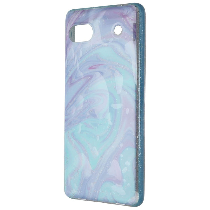 PureGear Slim Shell Designer Case for Google Pixel 6a - Glitter/Blue Swirl Image 1