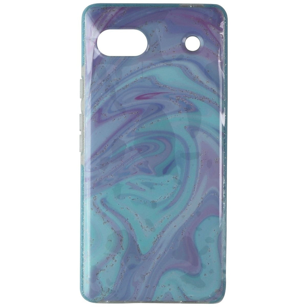 PureGear Slim Shell Designer Case for Google Pixel 6a - Glitter/Blue Swirl Image 2