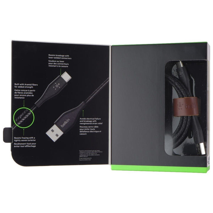 Belkin DuraTek Plus 4FT USB-A to USB-C Cable with Leather Strap - Black Image 2