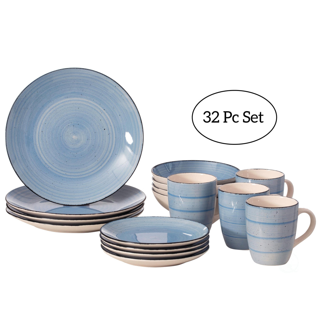 Spin Wash Dinnerware Set 16 Piece Chip Resistant Plates Mugs Bowls for 4 Image 1