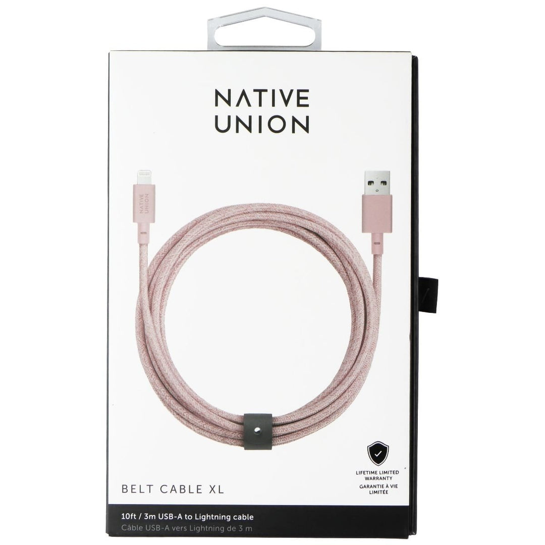 Native Union Belt Cable XL 10FT USB-A to Lightning 8-Pin - Rose Image 1