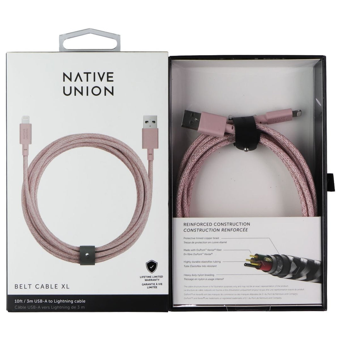 Native Union Belt Cable XL 10FT USB-A to Lightning 8-Pin - Rose Image 2