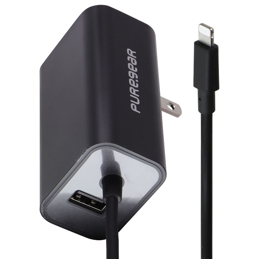 PureGear (24W) Lightning 8-Pin 5-Ft Wall Charger with Extra USB Port - Black Image 1