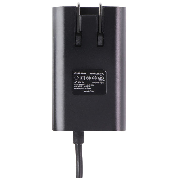 PureGear (24W) Lightning 8-Pin 5-Ft Wall Charger with Extra USB Port - Black Image 3