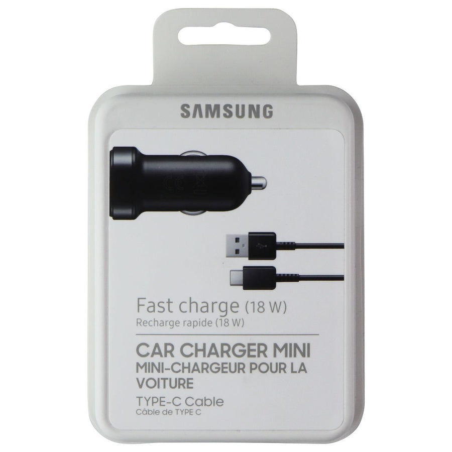 Samsung Fast Charge (18W) Car Charger Mini with USB-C to USB-A Cable - Black Image 1