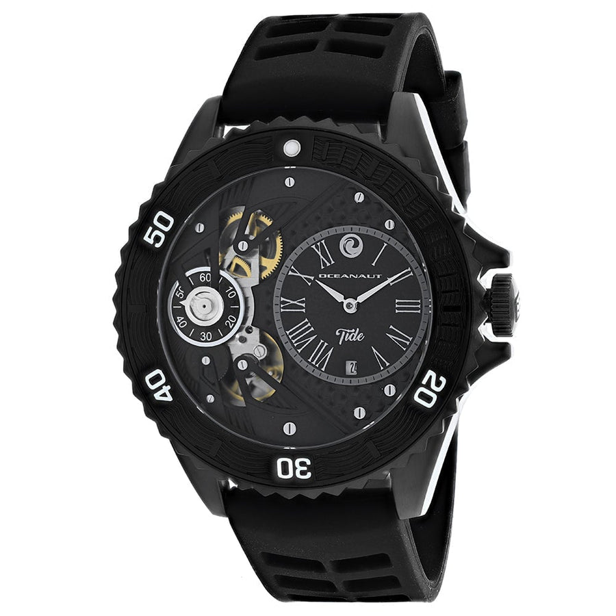 Oceanaut Mens Tide OC0997 Black Dial Stainless Steel Rubber Strap Watch Image 1