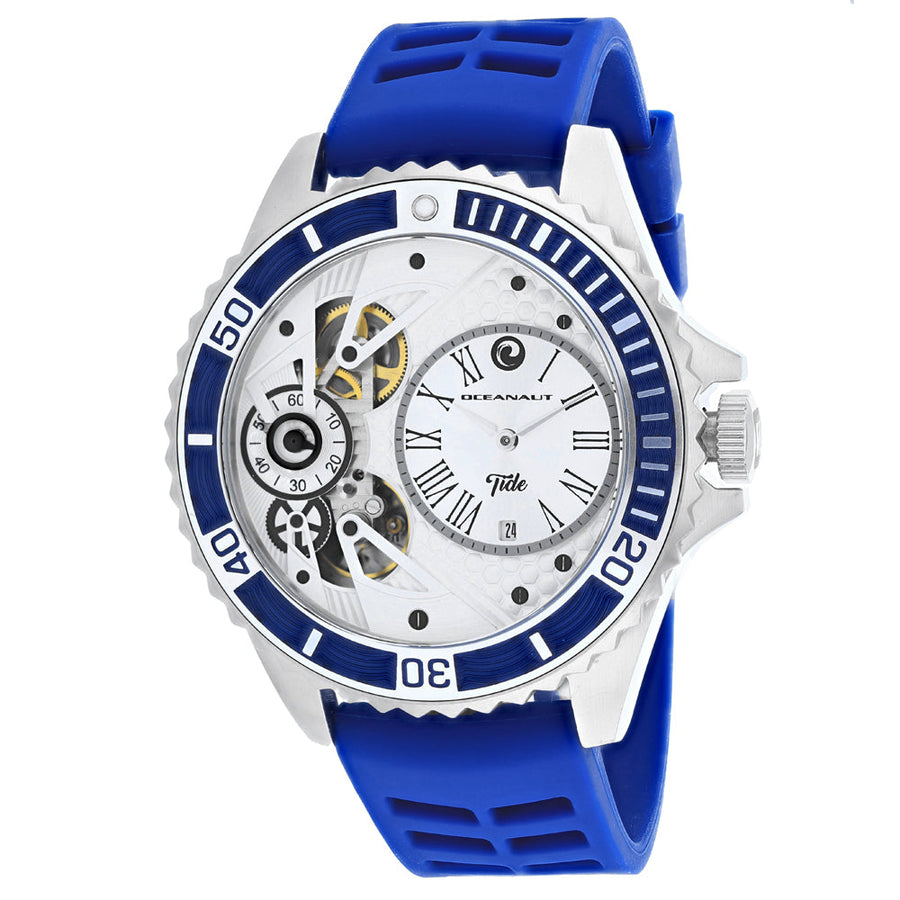 Oceanaut Mens Tide OC0992 Silver Dial Quartz Watch Stainless Steel Rubber Strap Image 1