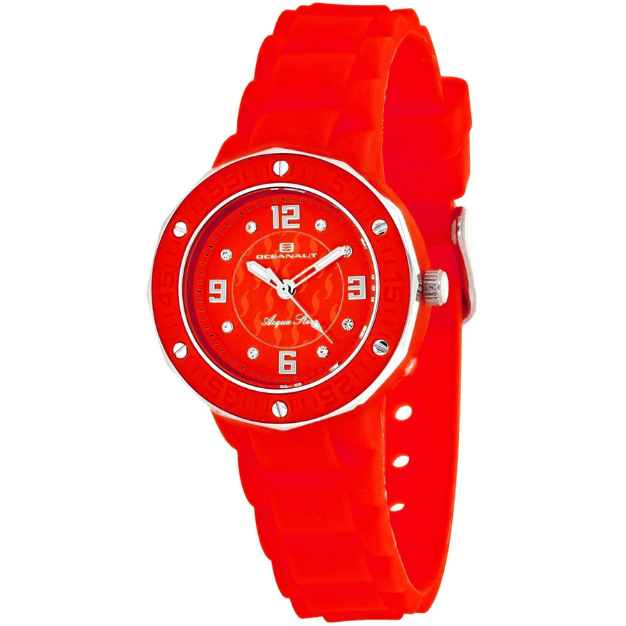 Oceanaut Acqua Star Womens Red Dial Watch OC0440 Silicone Strap Water Resistant Image 1