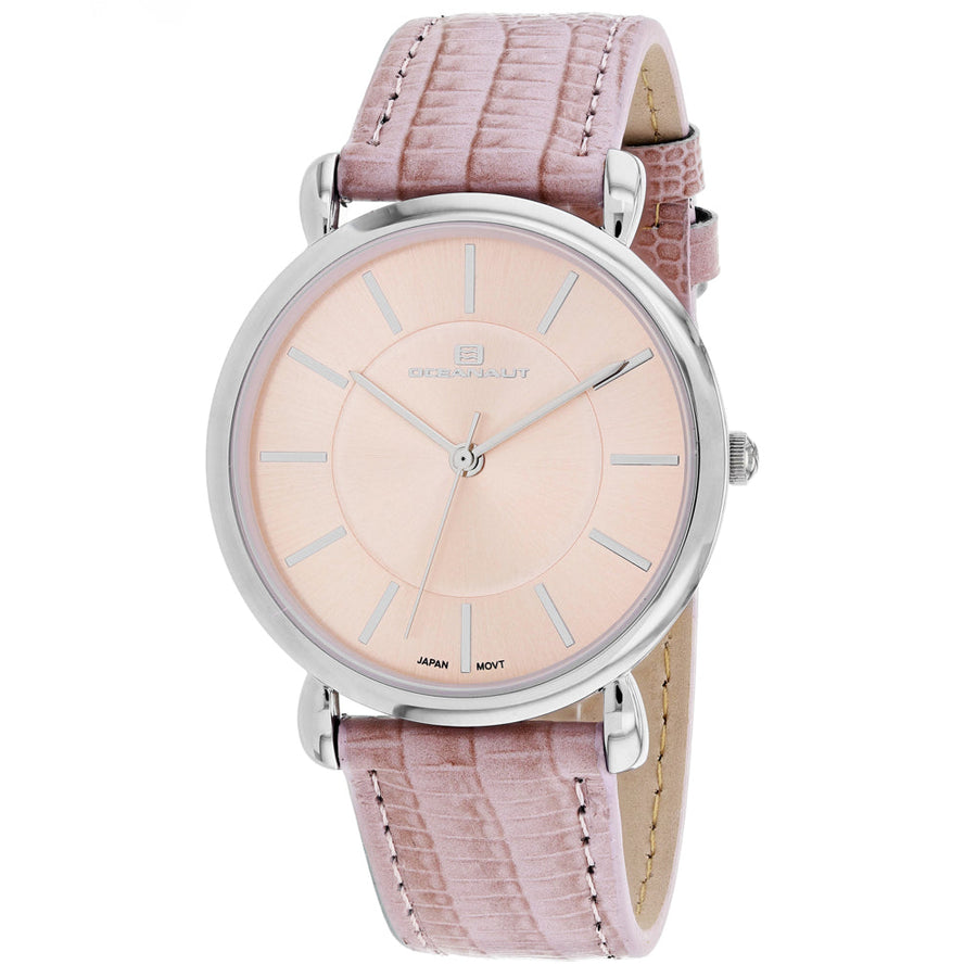 Oceanaut Womens Alma Rose Gold Dial Watch OC2211 Stainless Steel Leather Strap Image 1