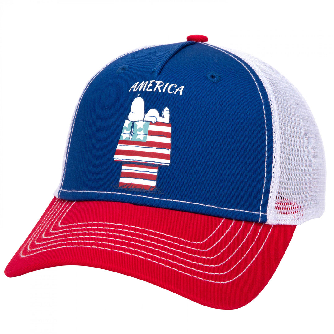 Peanuts Snoopy American Flag House Adjustable Hat Image 1