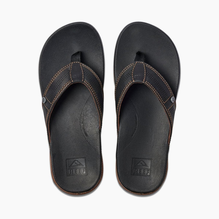 REEF Cushion Lux Flip Flops Mens Leather Sandals Black Brown RF0A3YMNBKB 4.5 Image 3