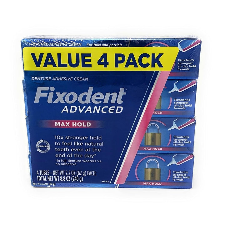 Fixodent Advanced Max Hold Denture Adhesive 2.2 Ounce (Pack of 4) Image 1