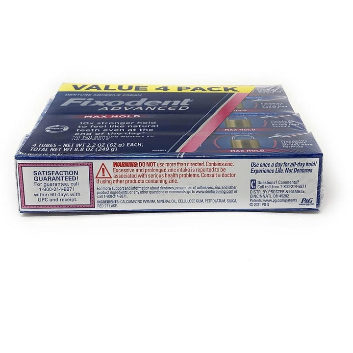 Fixodent Advanced Max Hold Denture Adhesive 2.2 Ounce (Pack of 4) Image 3