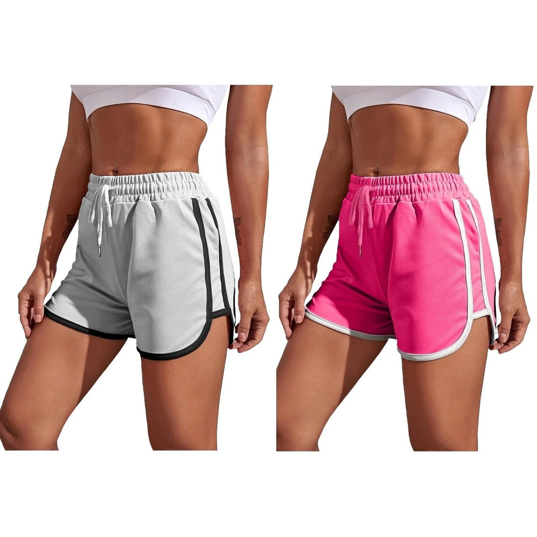 2-Piece Womens Dolphin Shorts Soft Comfy Elastic Waist Running Athletic Workout Yoga Pants Image 11