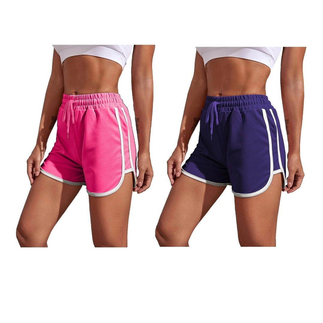 2-Piece Womens Dolphin Shorts Soft Comfy Elastic Waist Running Athletic Workout Yoga Pants Image 12