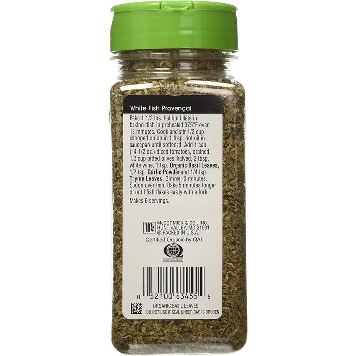 McCormick Gourmet 100% Organic Basil 2.85 Ounce Image 2