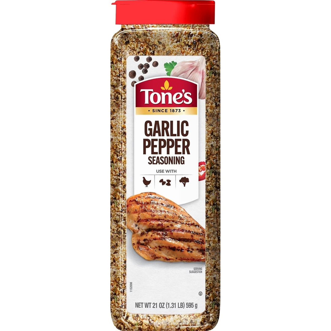 Tones Garlic Pepper Seasoning Blend 21 Ounce Shaker Image 1