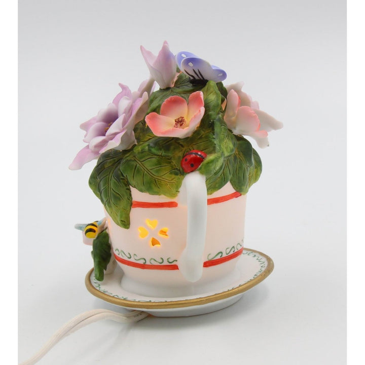 Ceramic Columbine Flower Teacup Nightlight 4.5 Inch Image 4