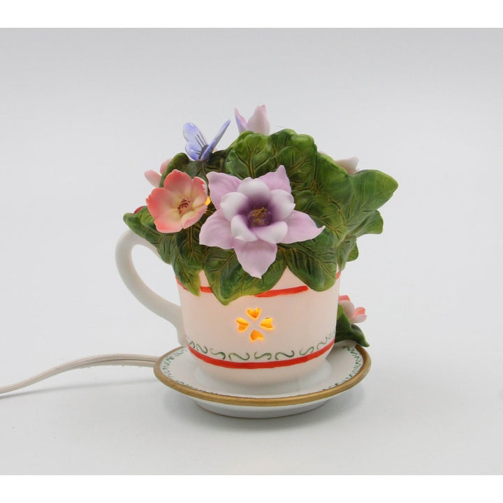 Ceramic Columbine Flower Teacup Nightlight 4.5 Inch Image 4