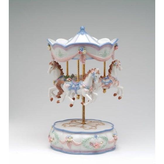 Ceramic Merry-Go-Round Carousel Music Box 6.25in  Mom Image 2