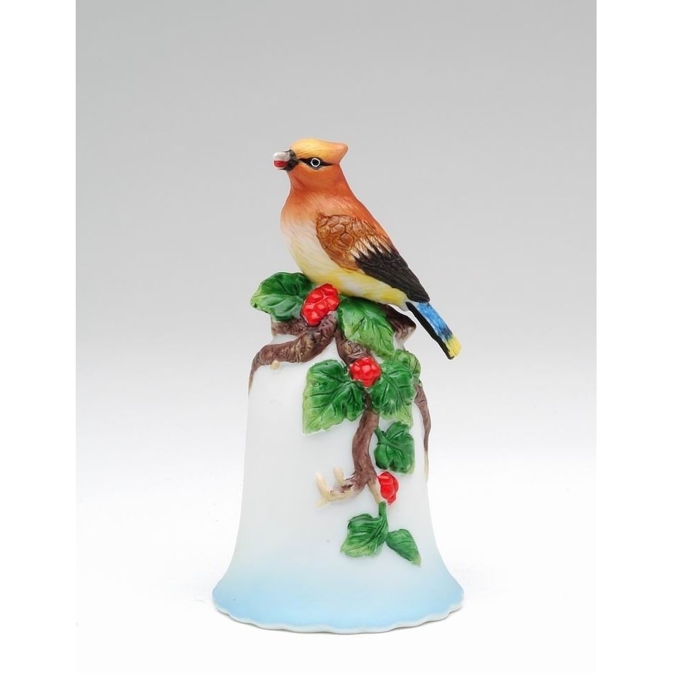 Ceramic Mini Cedar Waxing Bird Bell 4-inch Gift for Birdwatchers Image 2