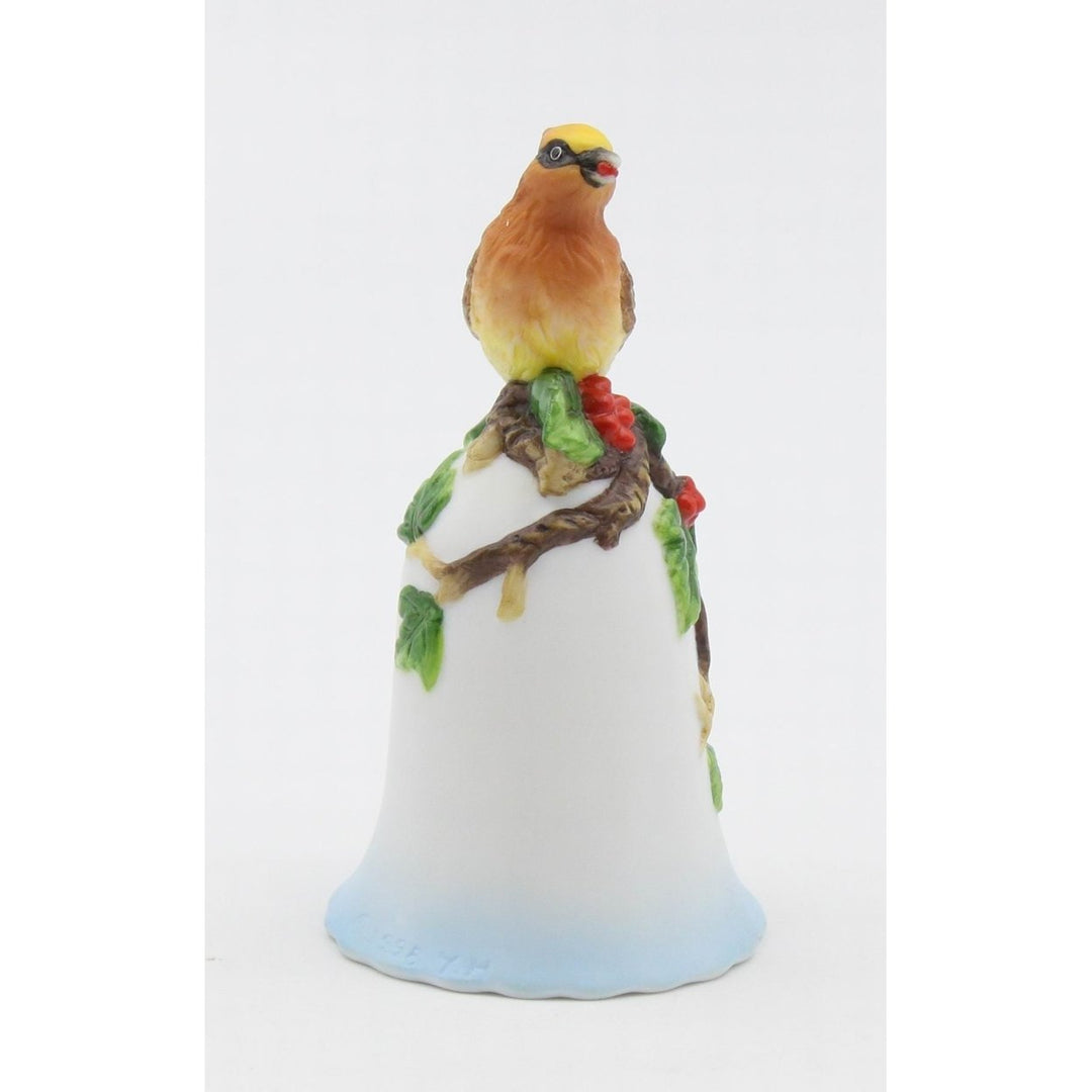 Ceramic Mini Cedar Waxing Bird Bell 4-inch Gift for Birdwatchers Image 3