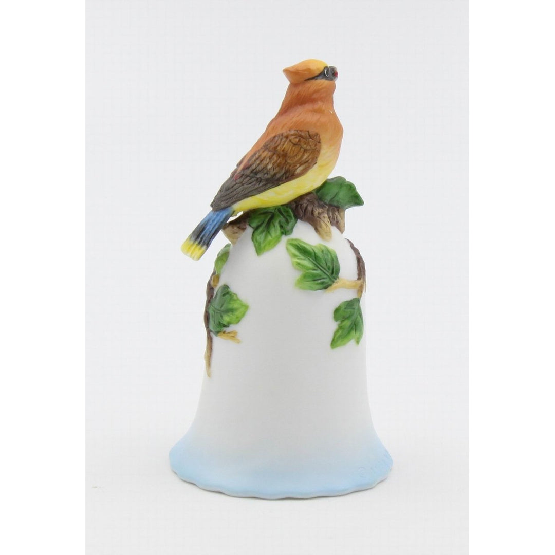 Ceramic Mini Cedar Waxing Bird Bell 4-inch Gift for Birdwatchers Image 4