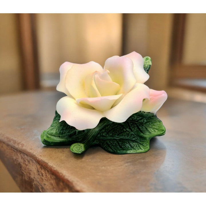 Ceramic Mini Peace Rose Flower Figurine 1.5 inch  Her Image 1