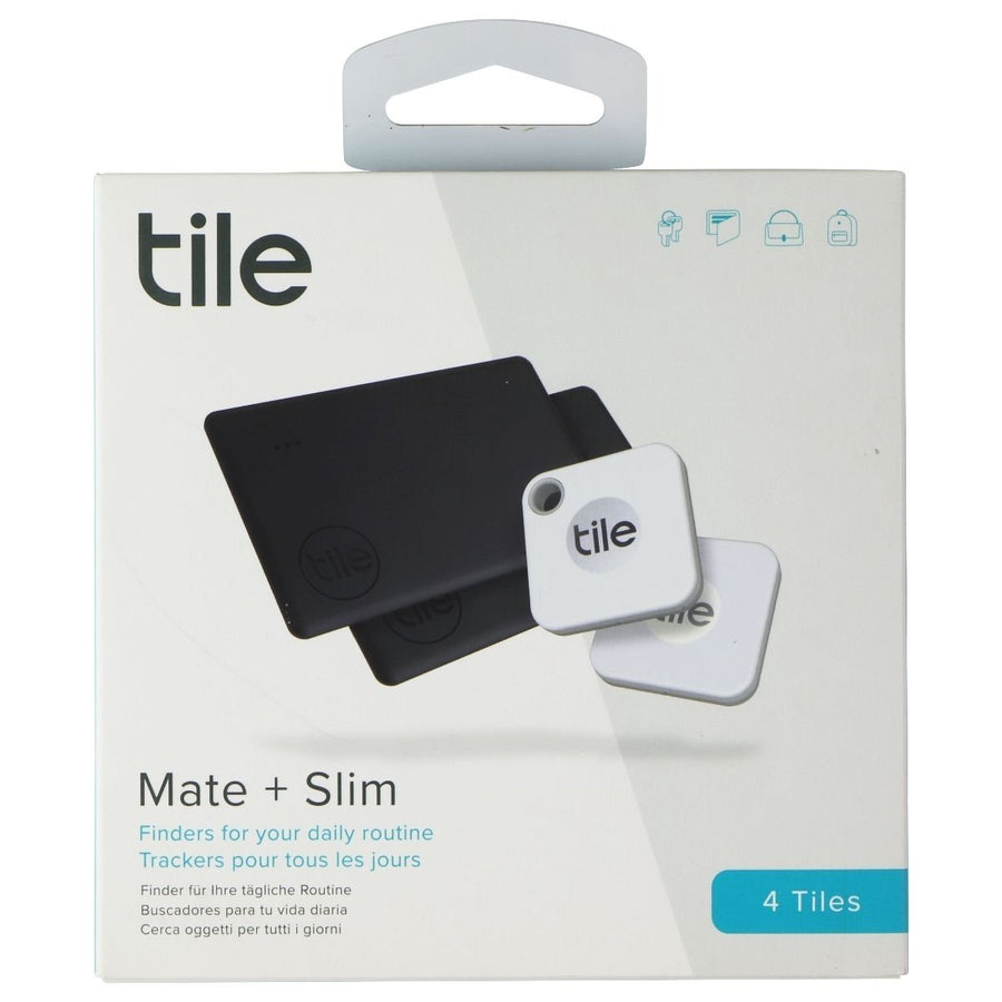 Tile Mate + Slim 4-pack (2 Mates/2 Slims) - Bluetooth Tracker - Black/White Image 1