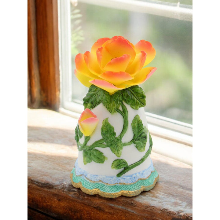 Ceramic Mini Peony Flower Bell 4.5"  for Her Mom Image 1