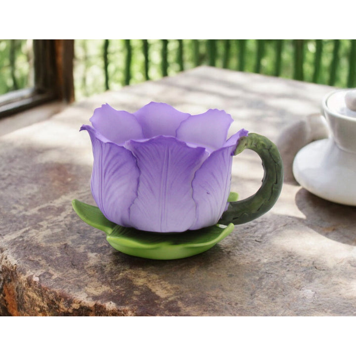 Ceramic Purple Tulip Votive Candle Holder 2.25 Inch Image 1