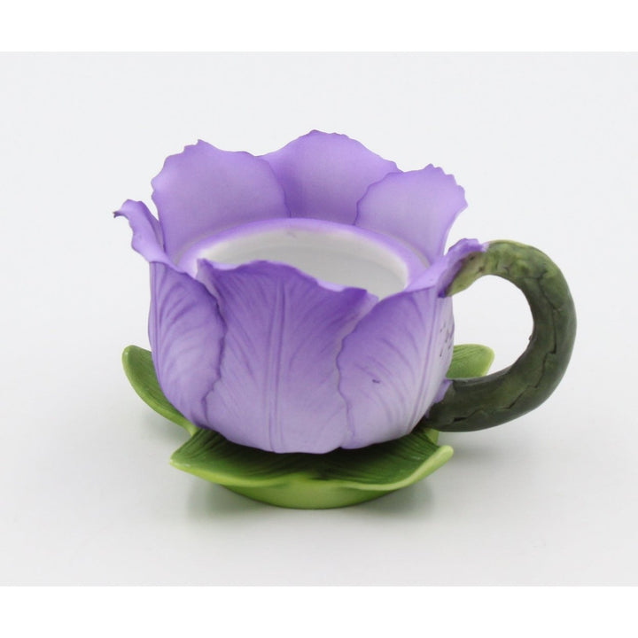 Ceramic Purple Tulip Votive Candle Holder 2.25 Inch Image 3