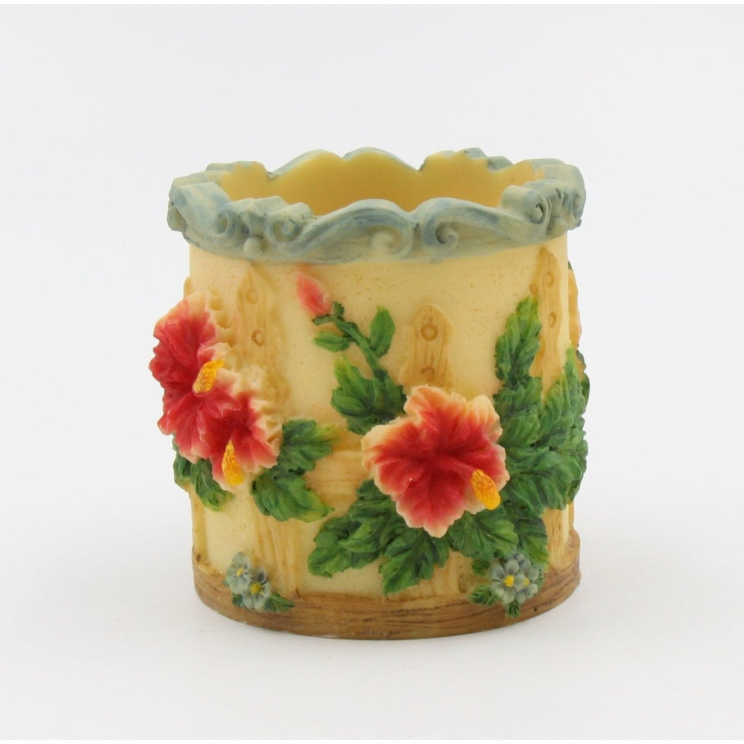 Polyresin Hummingbird Votive Candle Holder 3"H Hibiscus Flower Gift Image 4