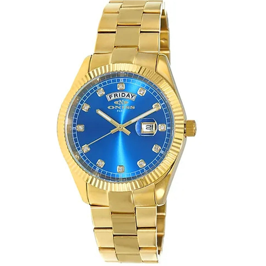 Oniss Mens Admiral Watch ON3881-MBBU Blue Dial Stainless Steel Quartz Waterproof Image 1