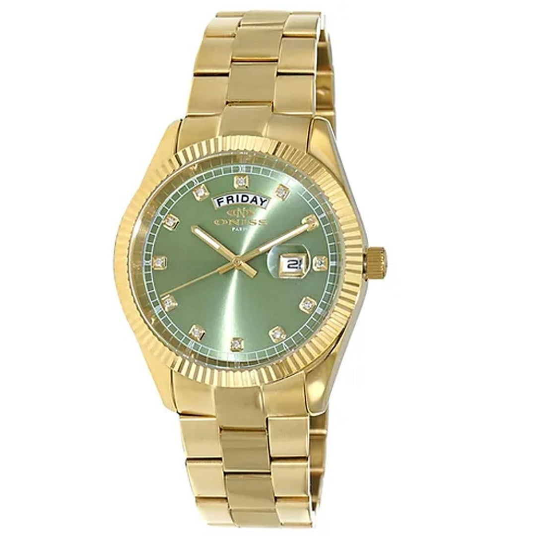 Oniss Admiral Green Dial Quartz Watch Stainless Steel Bracelet ON3881-MGGN Image 1