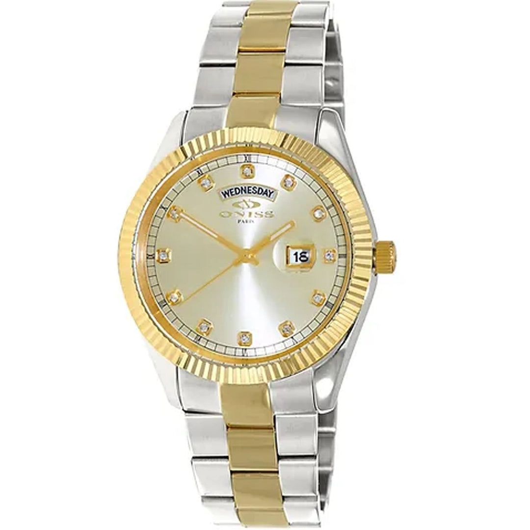 Oniss Mens Admiral Gold Dial Watch ON3881-2TGO Stainless Steel Quartz Water Resistant Image 1