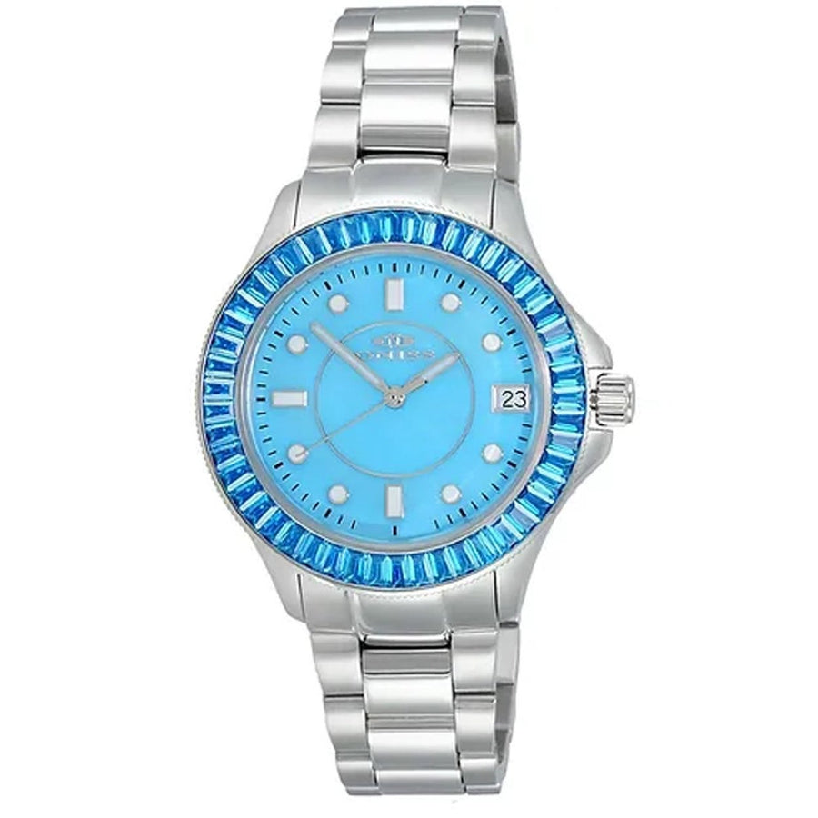 Oniss Womens Crown Blue Dial Quartz Watch ON7323-20LBU Stainless Steel Bracelet Image 1