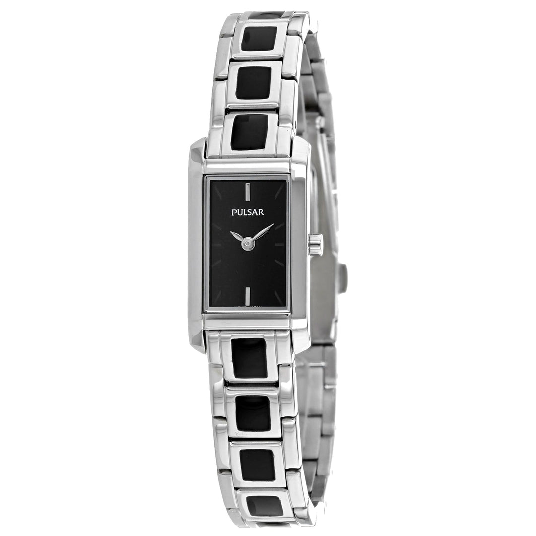 Pulsar Womens Classic Black Dial Stainless Steel Watch PEGF69 Water Resistant Image 1