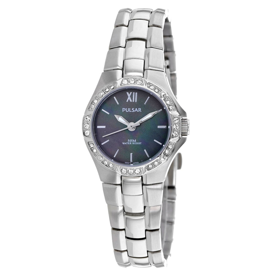 Pulsar Womens Classic Black Dial Quartz Watch PTC535 Stainless Steel 5 ATM Image 1