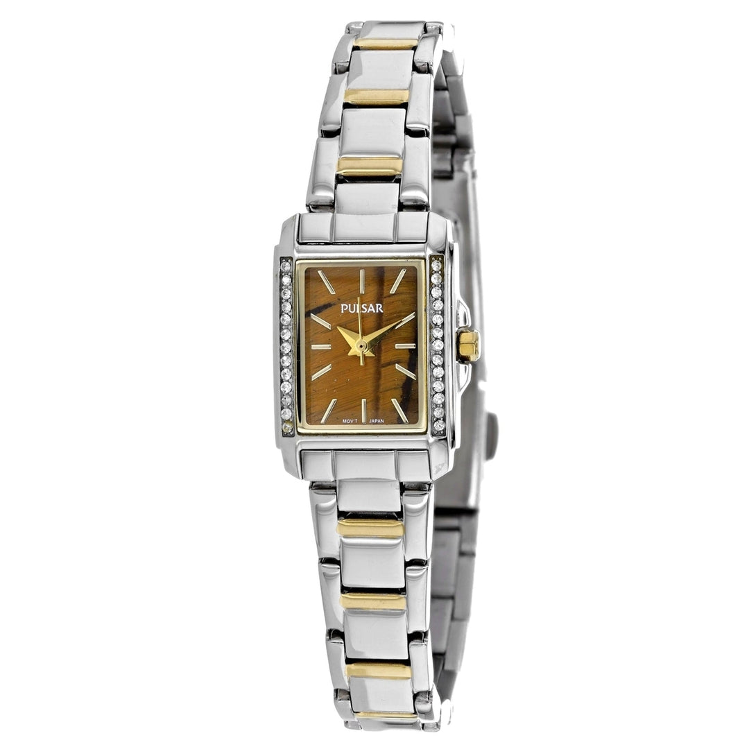 Pulsar Womens Classic Brown Dial Quartz Watch PC3249 Stainless Steel Bracelet Image 1