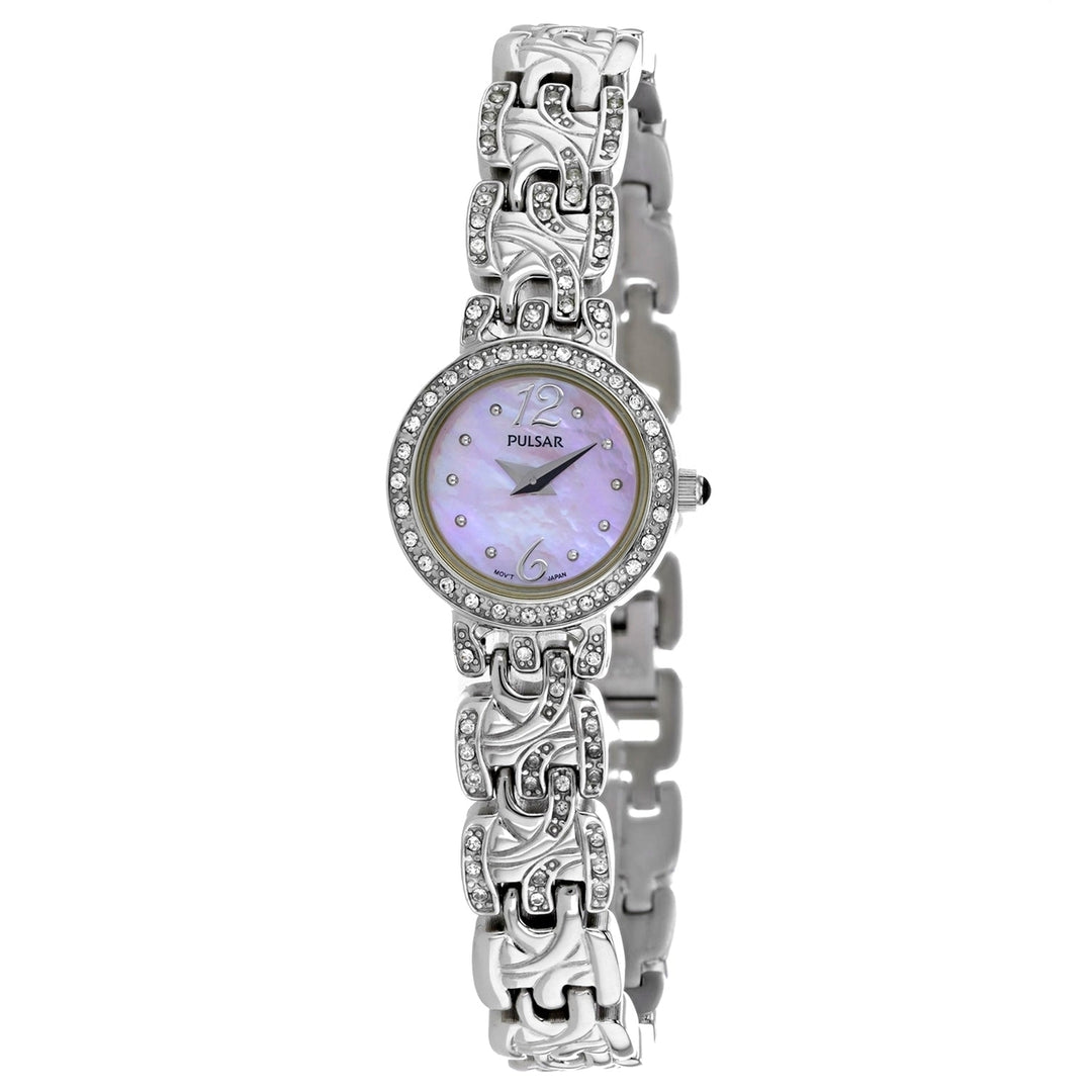 Pulsar Womens Pink Dial Stainless Steel Watch PEGE31 Quartz Movement Water Resistant Image 1