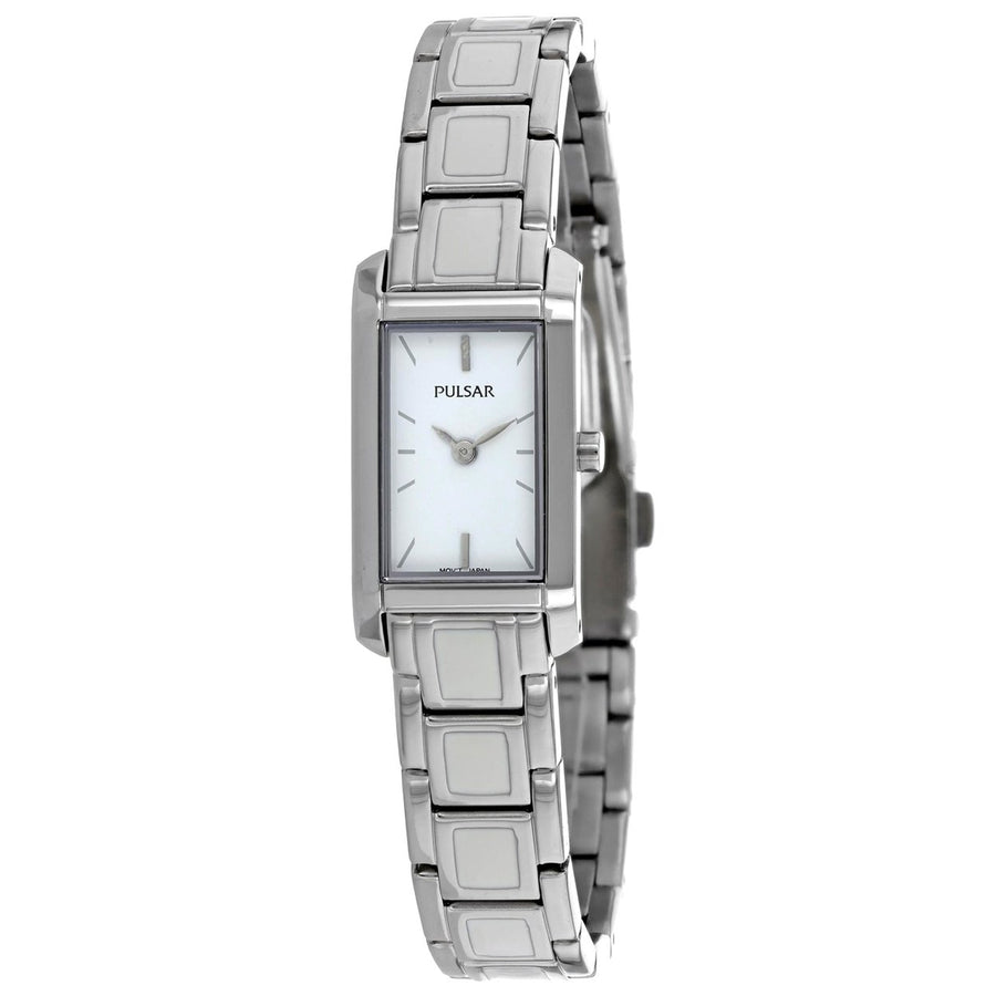 Pulsar Womens Classic White Dial Watch PEGF67 Stainless Steel Quartz 30m Water Resistant Image 1