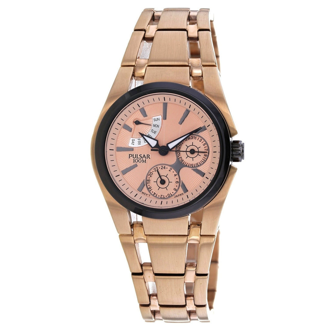 Pulsar Womens Classic Rose Gold Dial Watch PP2002X1 Stainless Steel Waterproof Image 1