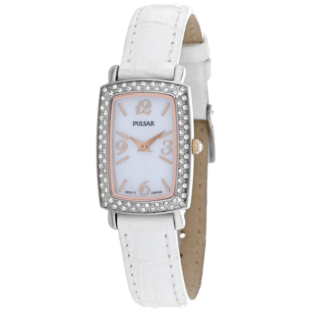 Pulsar Womens Classic White Dial Watch PTC503 Stainless Steel Leather Strap Image 1