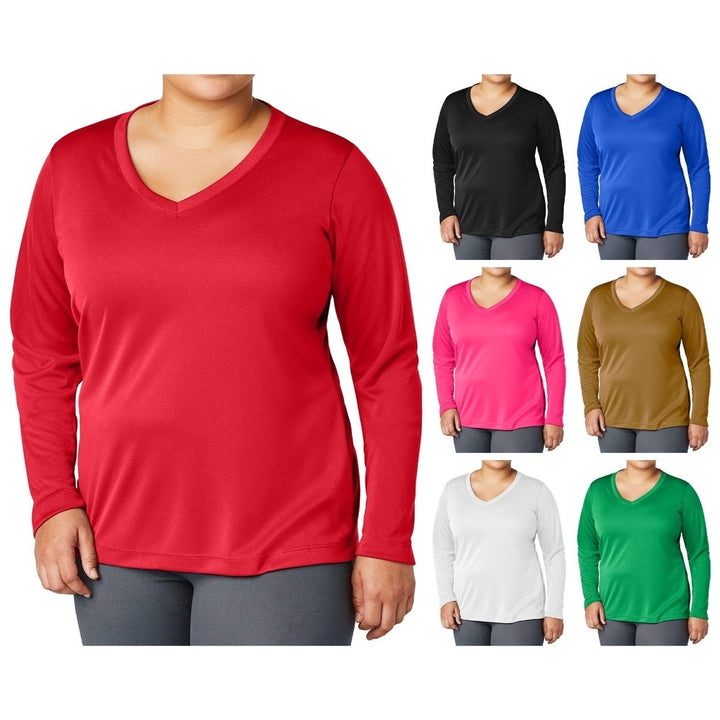 4-Piece Womens Ultra-Soft Durable Breathable Stretchy Comfy Long Sleeve V-Neck Shirts (Plus Size Available) Image 4