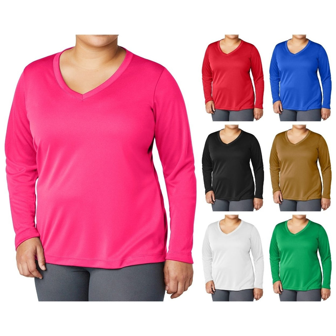 4-Piece Womens Ultra-Soft Durable Breathable Stretchy Comfy Long Sleeve V-Neck Shirts (Plus Size Available) Image 4