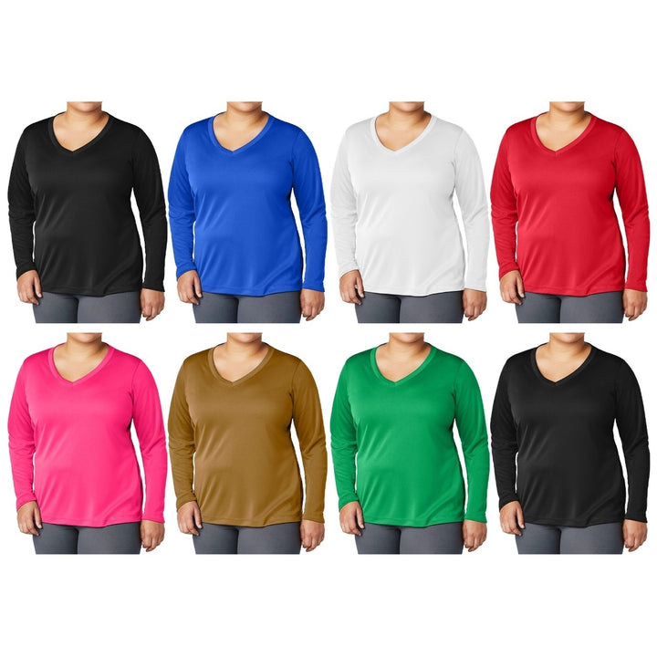 4-Piece Womens Ultra-Soft Durable Breathable Stretchy Comfy Long Sleeve V-Neck Shirts (Plus Size Available) Image 9