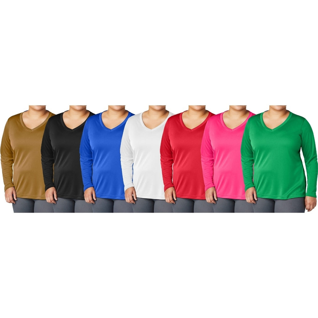 4-Piece Womens Ultra-Soft Durable Breathable Stretchy Comfy Long Sleeve V-Neck Shirts (Plus Size Available) Image 10